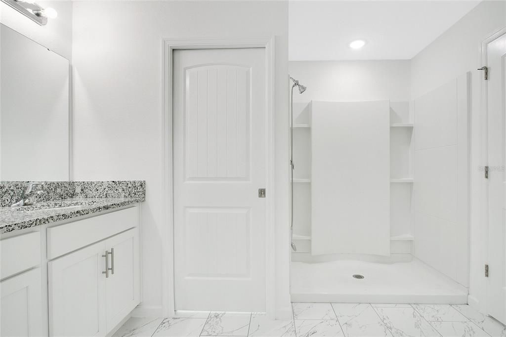 Bathroom, Interior, Marble, Recessed Lighting