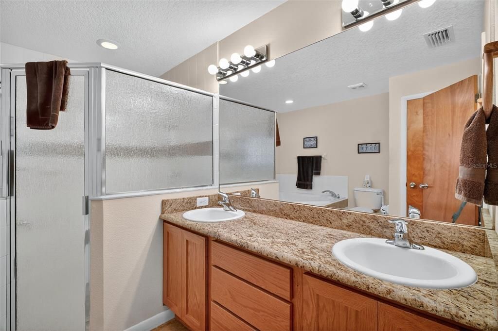Bathroom, Dual Sink Vanities, Glass Shower, Interior, Recessed Lighting