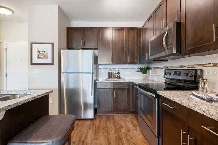 Interior, Kitchen, Stainless Steel Appliances, Wood Texture Flooring