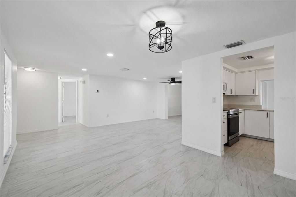 Interior, Kitchen, Marble, Pendant Lights, Recessed Lighting