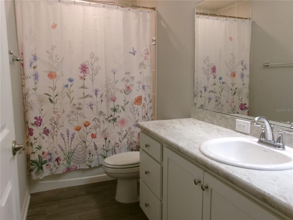 Bathroom, Interior, Tile Countertops, Wood Texture Flooring