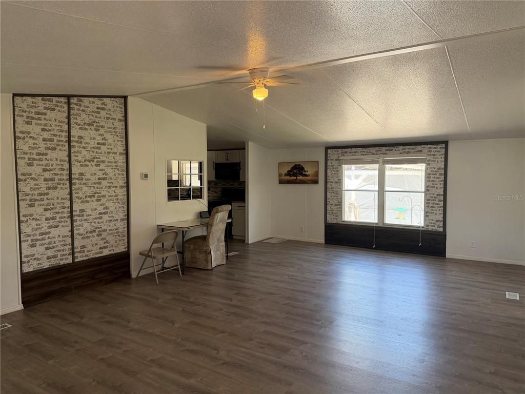 Empty room, Interior, Stone Walls, Wood Texture Flooring