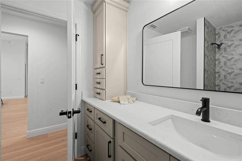 Bathroom, Dual Sink Vanities, Interior, Wood Texture Flooring