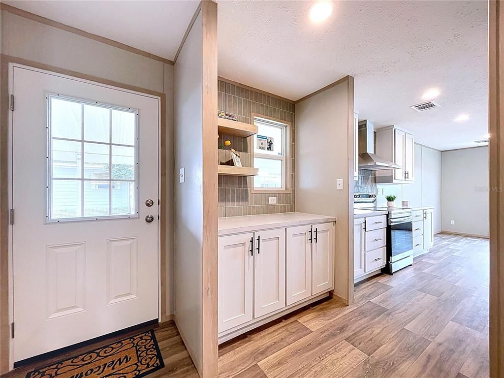 Interior, Kitchen, Recessed Lighting, Wood Texture Flooring
