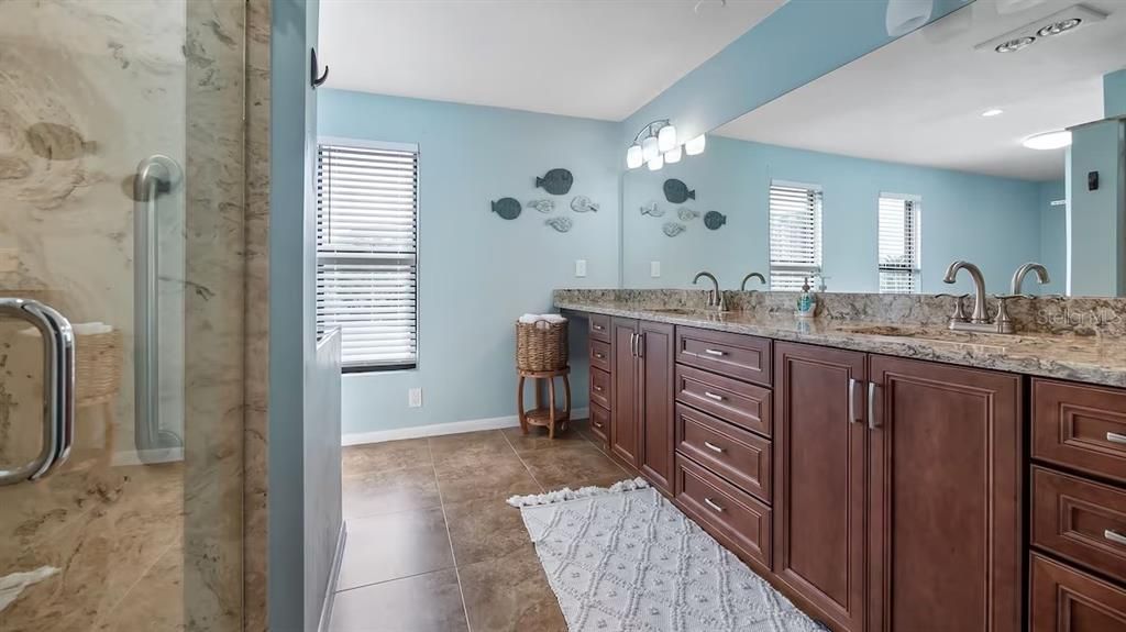Bathroom, Dual Sink Vanities, Glass Shower, Interior
