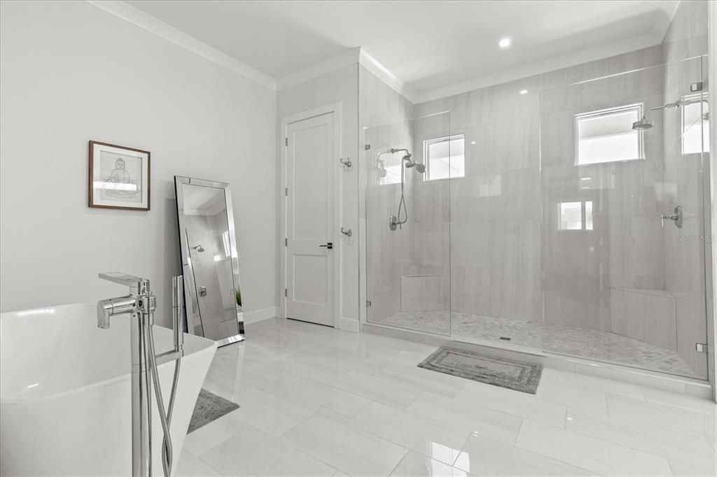 Bathroom, Glass Shower, Interior, Recessed Lighting