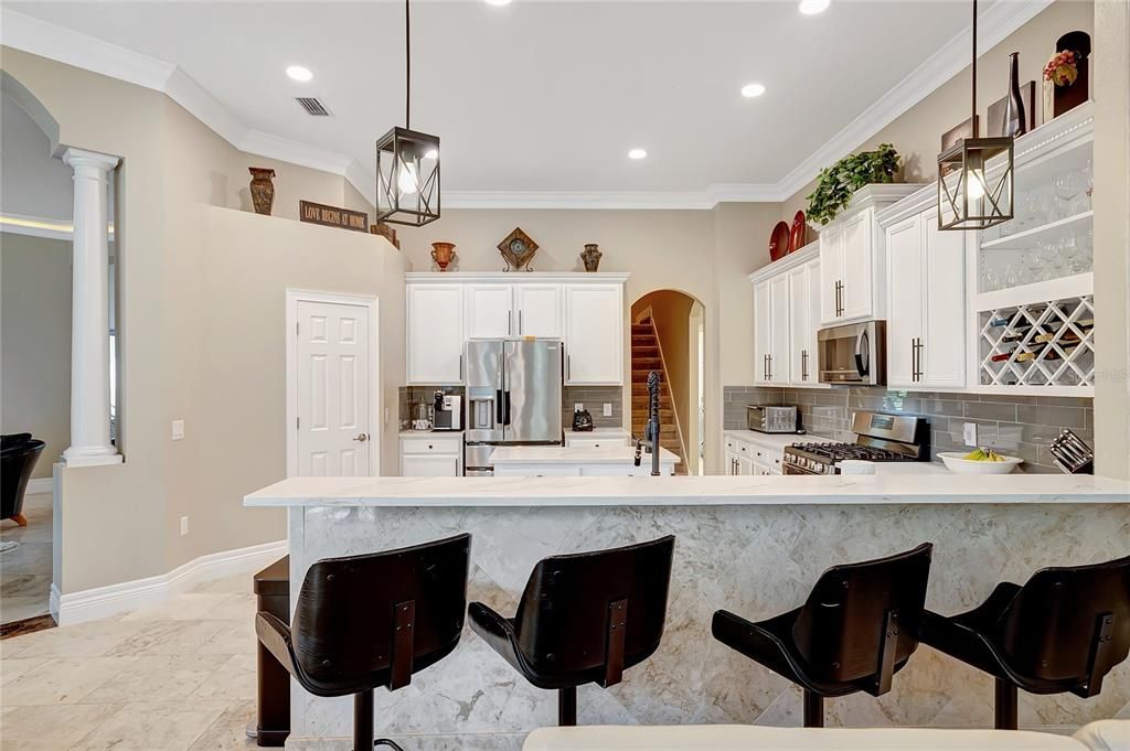 Interior, Kitchen, Pendant Lights, Recessed Lighting, Stainless Steel Appliances