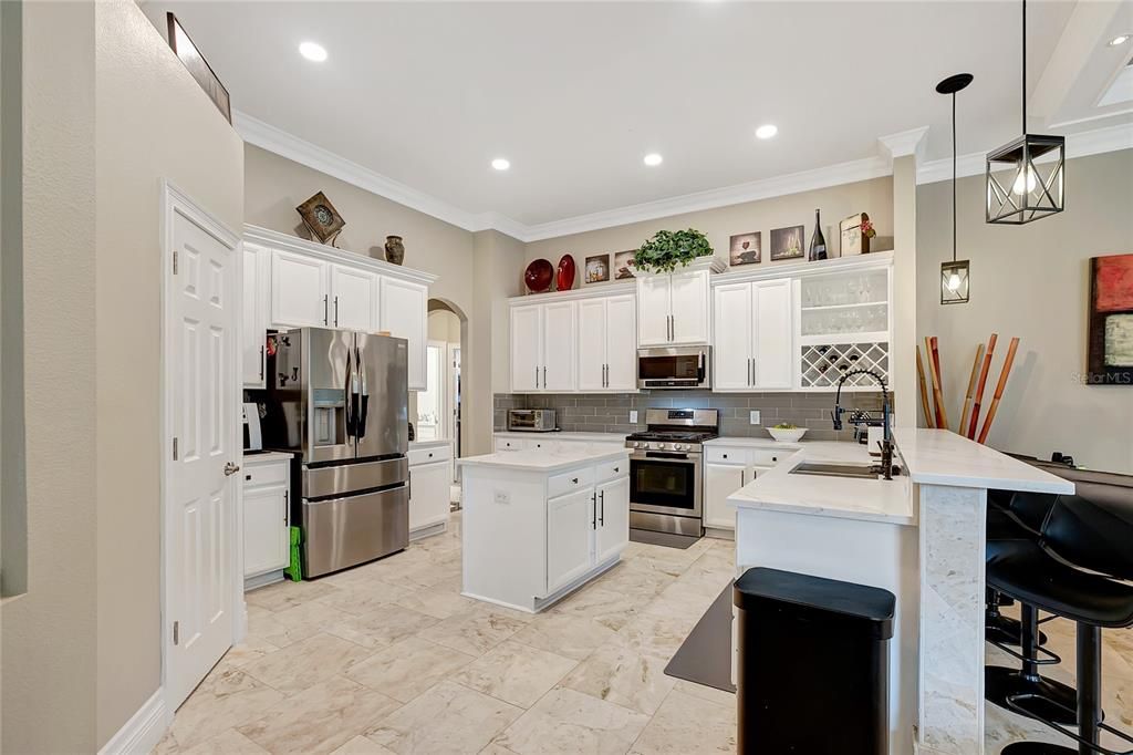 Interior, Kitchen, Pendant Lights, Recessed Lighting, Stainless Steel Appliances