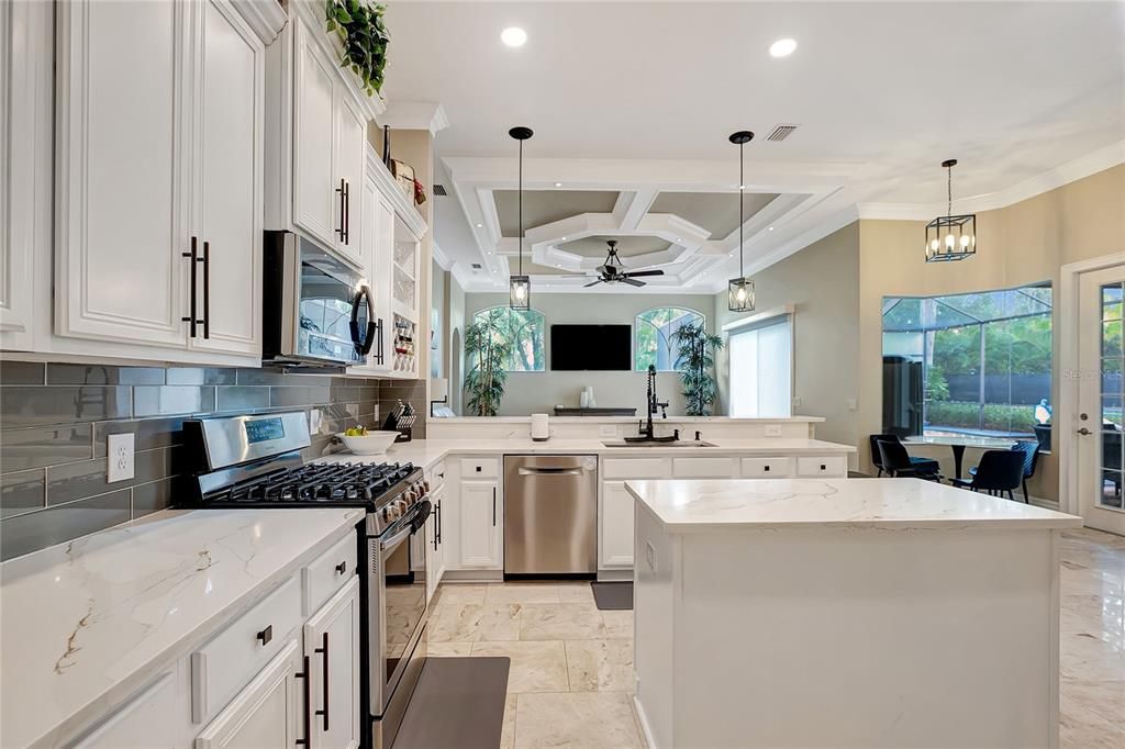Interior, Kitchen, Pendant Lights, Recessed Lighting, Stainless Steel Appliances