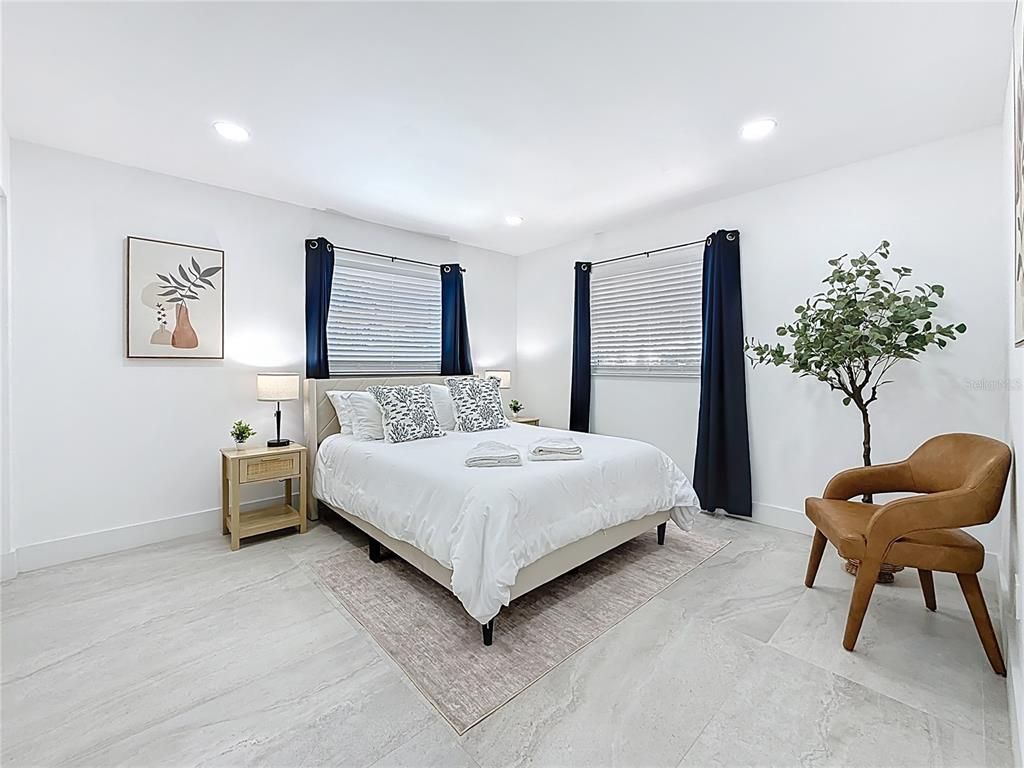 Bedroom, Interior, Marble, Recessed Lighting