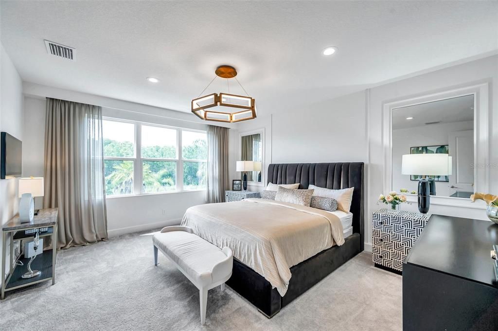 Bedroom, Interior, Pendant Lights, Recessed Lighting