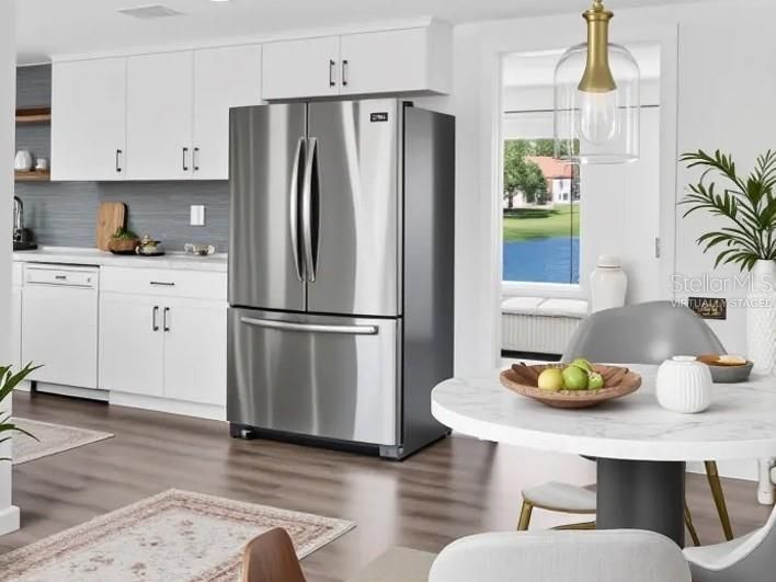 Interior, Kitchen, Stainless Steel Appliances, Wood Texture Flooring