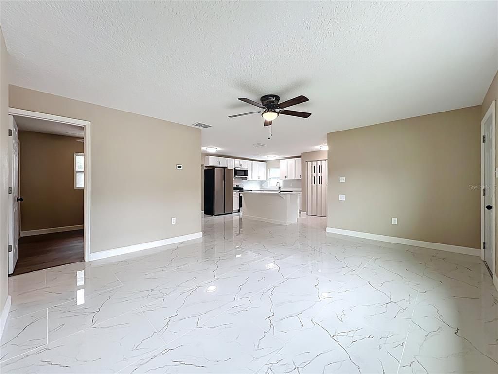 Empty room, Interior, Kitchen, Marble, Stainless Steel Appliances