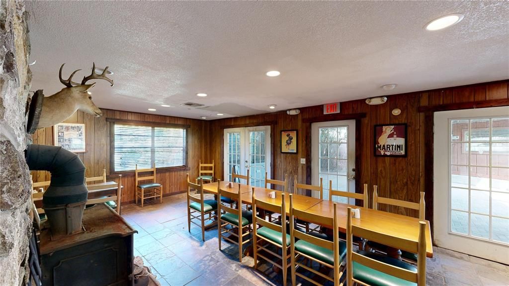 Dining room, Interior, Recessed Lighting, Wooden Walls