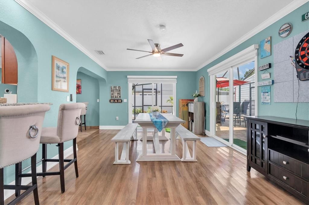 Dining room, Interior, Wood Texture Flooring