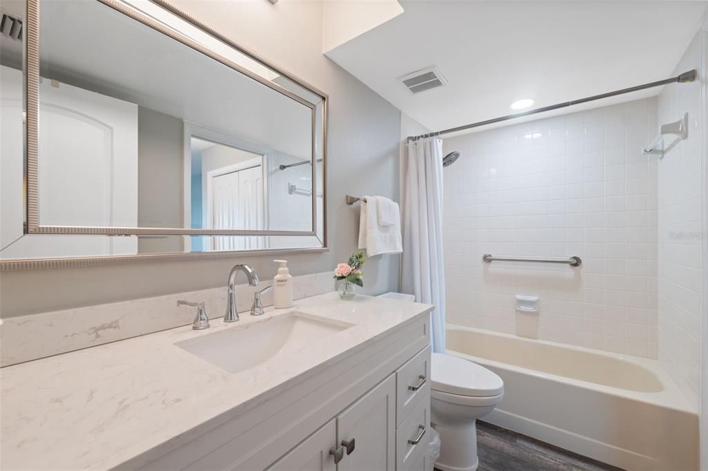 Bathroom, Interior, Recessed Lighting, Wood Texture Flooring