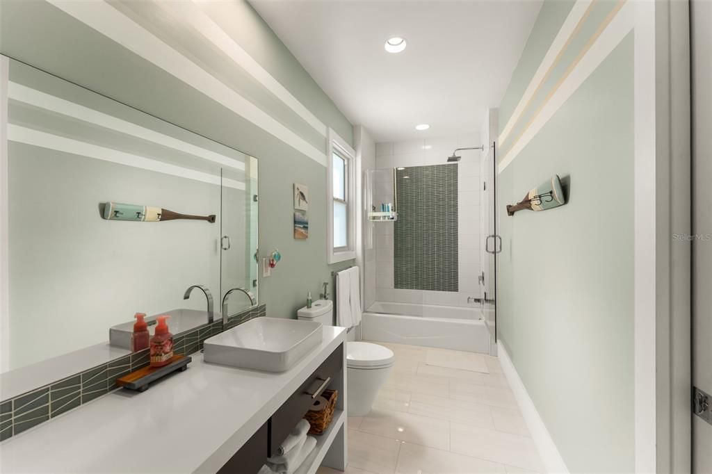 Bathroom, Dual Sink Vanities, Glass Shower, Interior, Recessed Lighting