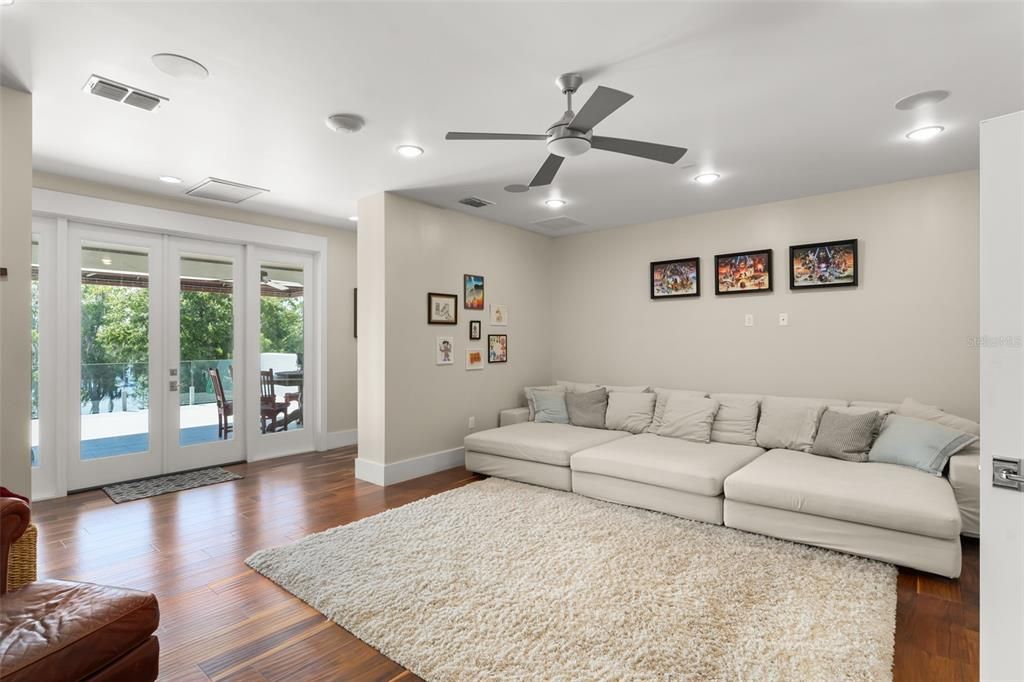 Interior, Living room, Recessed Lighting, Wood Texture Flooring