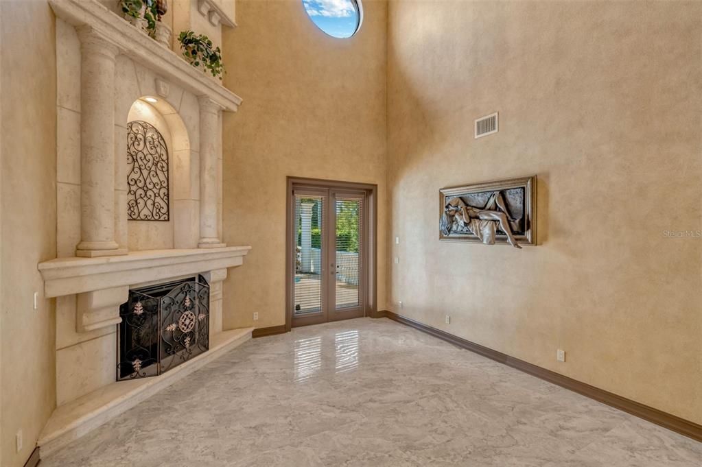 Empty room, Fireplace, Interior, Marble