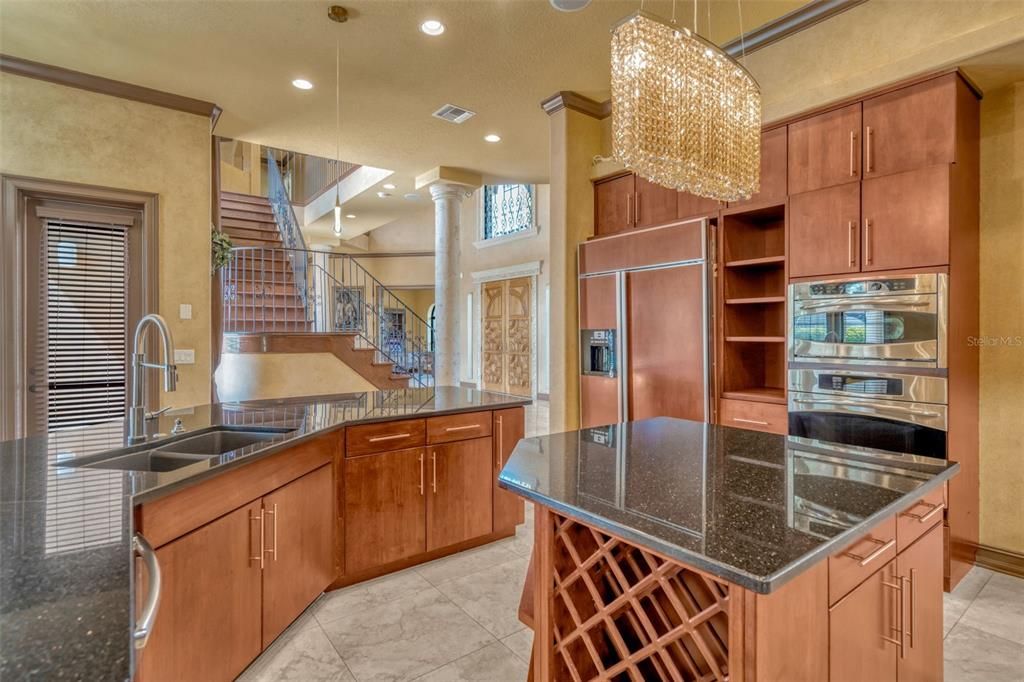 Chandelier, Interior, Kitchen, Recessed Lighting, Stainless Steel Appliances