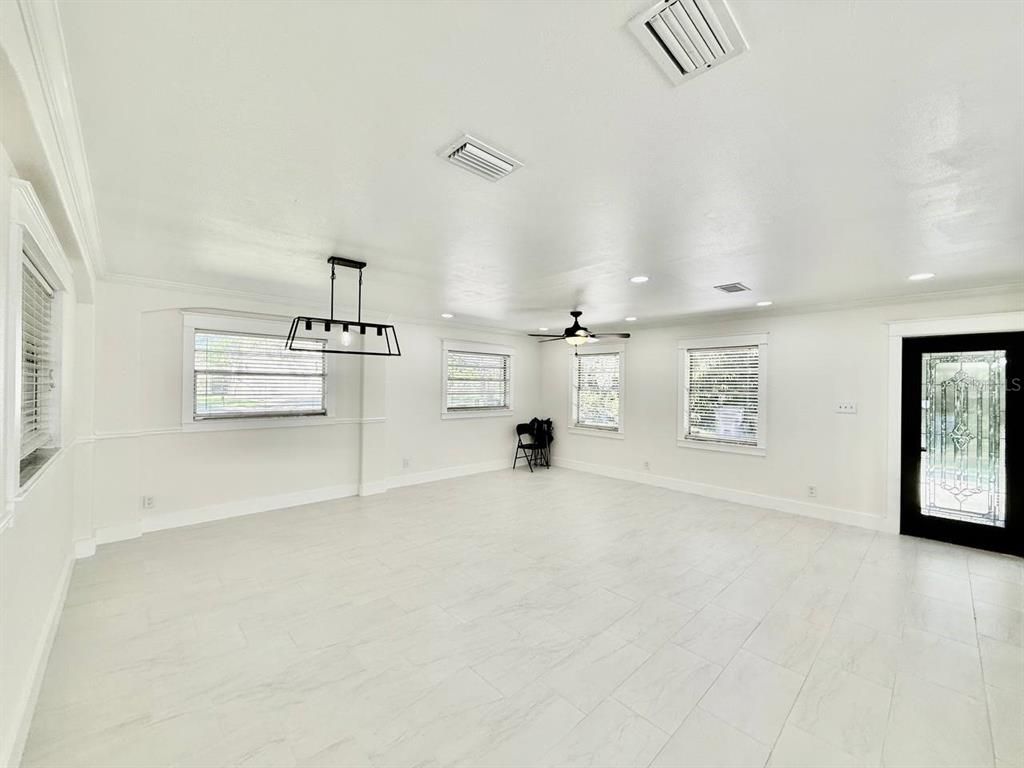 Empty room, Interior, Marble, Pendant Lights, Recessed Lighting