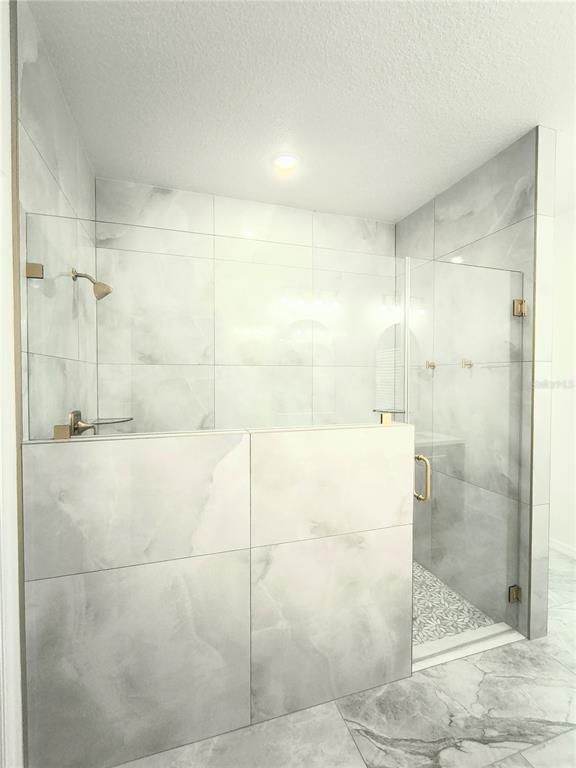 Bathroom, Glass Shower, Interior, Marble, Recessed Lighting