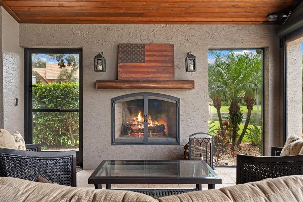 Fireplace, Interior, Wooden Ceilings