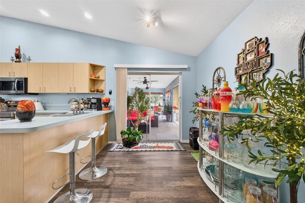 Interior, Kitchen, Recessed Lighting, Wood Texture Flooring