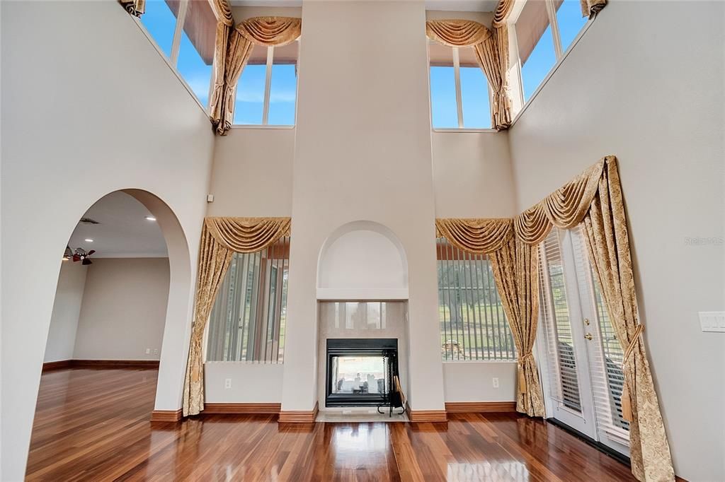 Fireplace, Interior, Recessed Lighting, Wood Texture Flooring