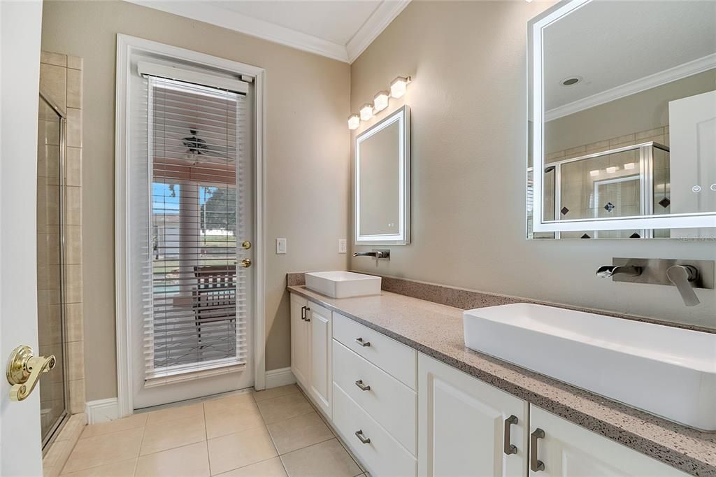 Bathroom, Dual Sink Vanities, Glass Shower, Interior