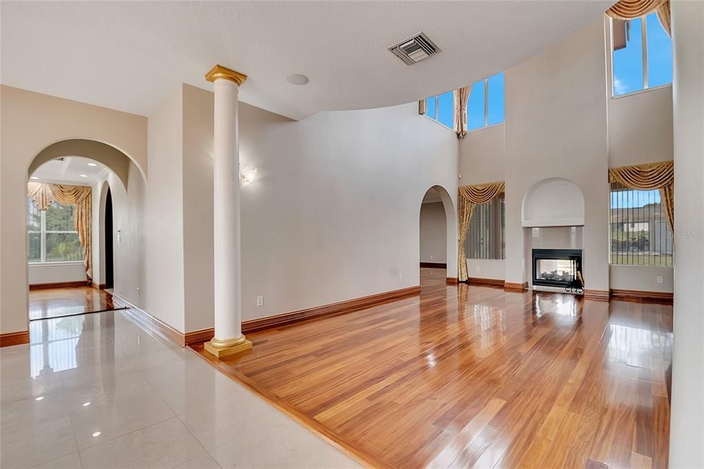 Empty room, Fireplace, Interior, Wood Texture Flooring