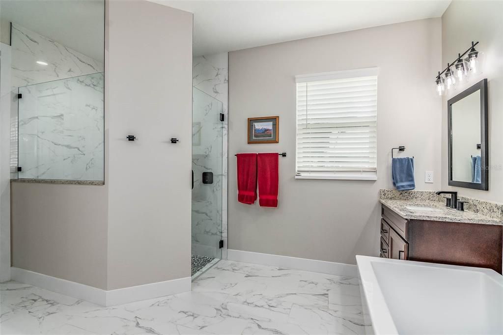 Bathroom, Glass Shower, Interior, Marble, Marble Walls