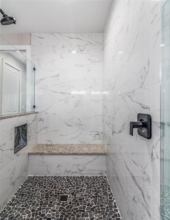 Bathroom, Glass Shower, Interior, Marble Walls