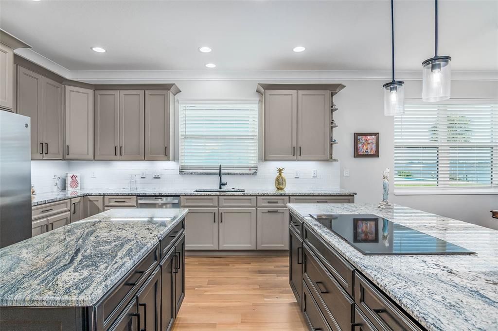 Interior, Kitchen, Pendant Lights, Recessed Lighting, Wood Texture Flooring