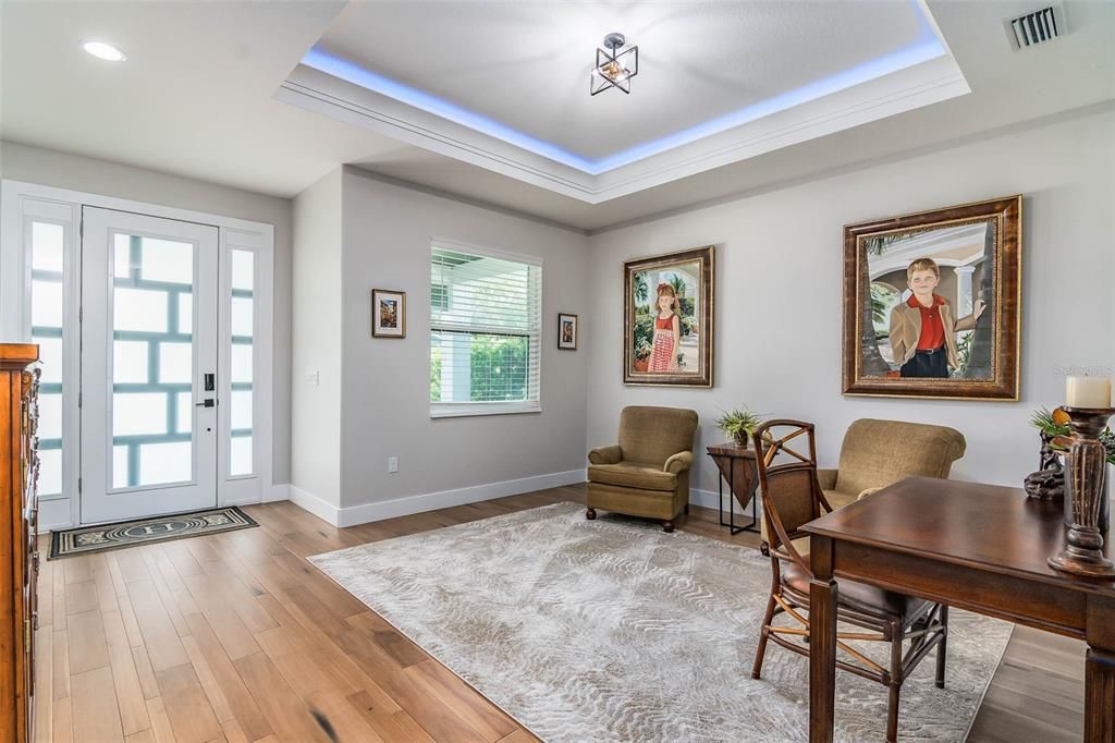 Home Office, Interior, Recessed Lighting, Wood Texture Flooring