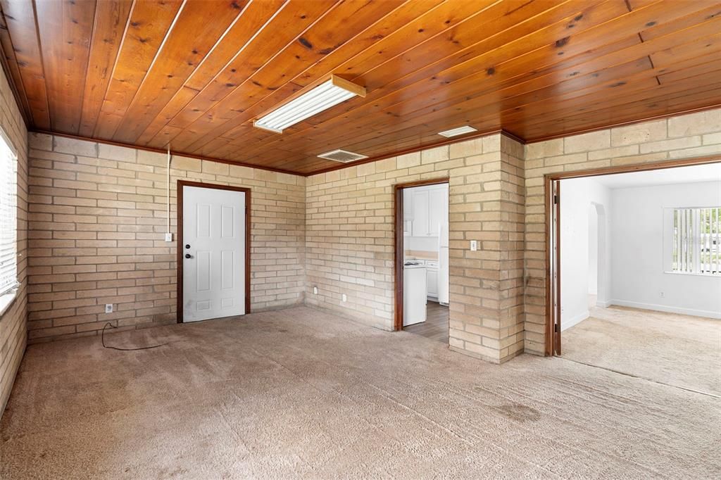 Empty room, Interior, Stone Walls, Wooden Ceilings
