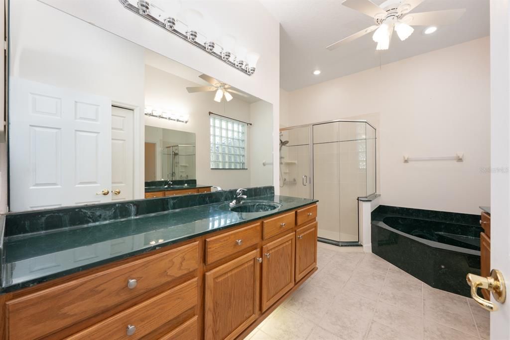 Bathroom, Dual Sink Vanities, Glass Shower, Interior, Recessed Lighting