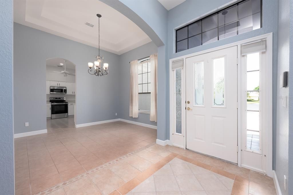 Chandelier, Empty room, Interior, Kitchen, Stainless Steel Appliances