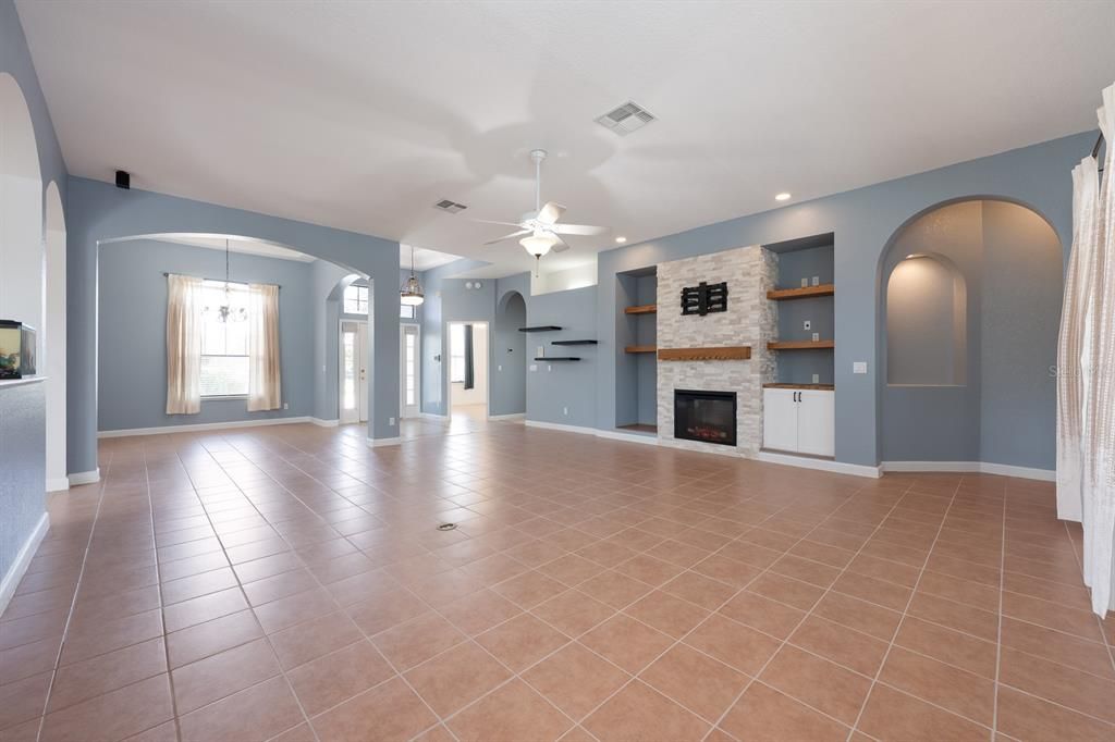 Empty room, Fireplace, Interior, Recessed Lighting