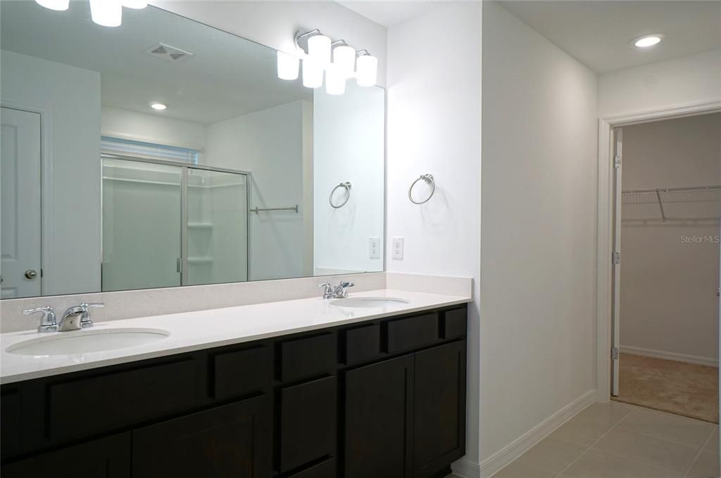 Bathroom, Dual Sink Vanities, Glass Shower, Interior, Recessed Lighting