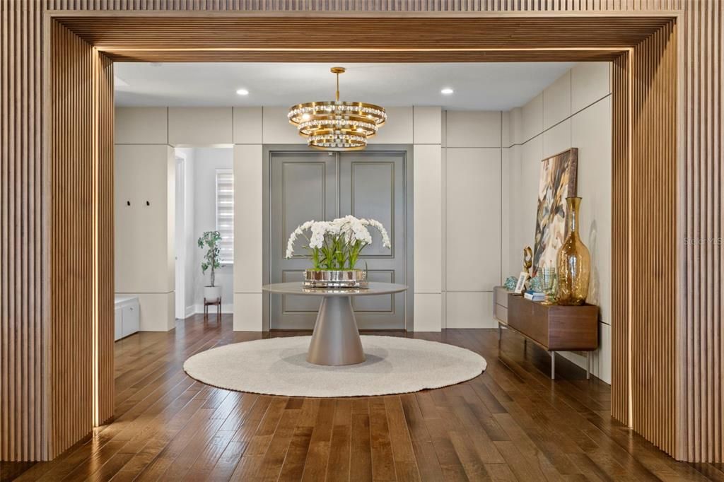 Chandelier, Interior, Recessed Lighting, Wood Texture Flooring