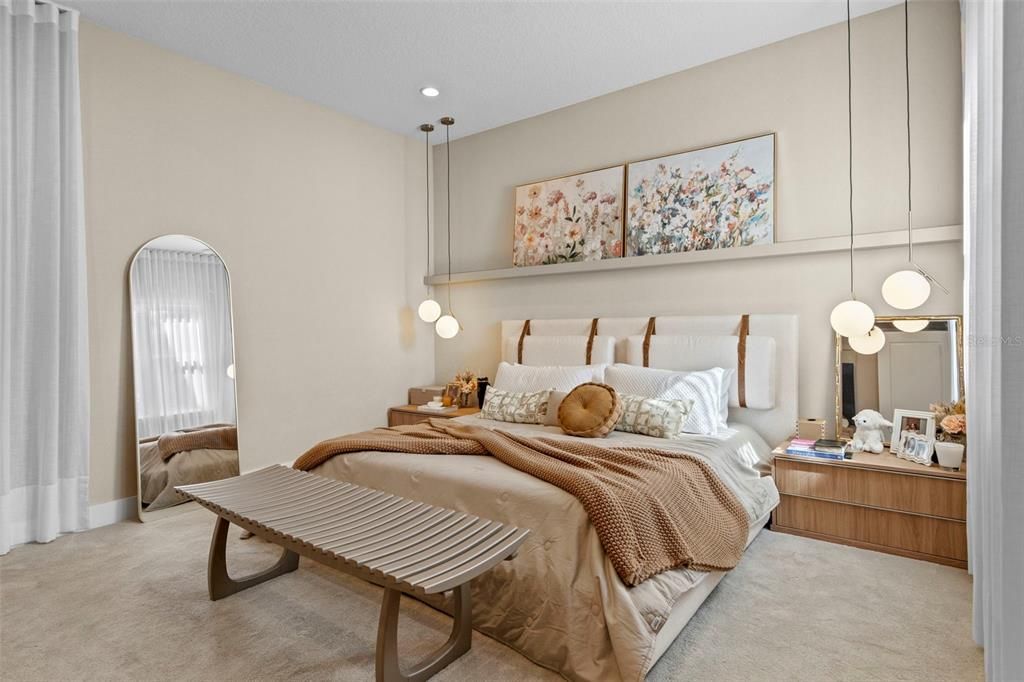 Bedroom, Interior, Pendant Lights