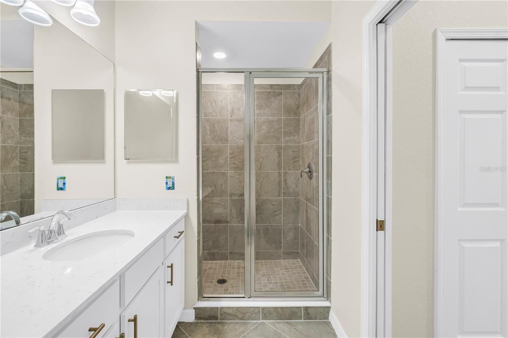 Bathroom, Glass Shower, Interior, Recessed Lighting