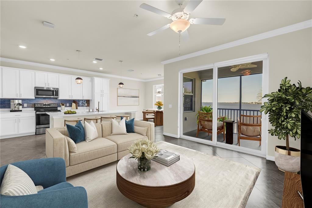 Interior, Kitchen, Living room, Pendant Lights, Recessed Lighting, Stainless Steel Appliances, Water