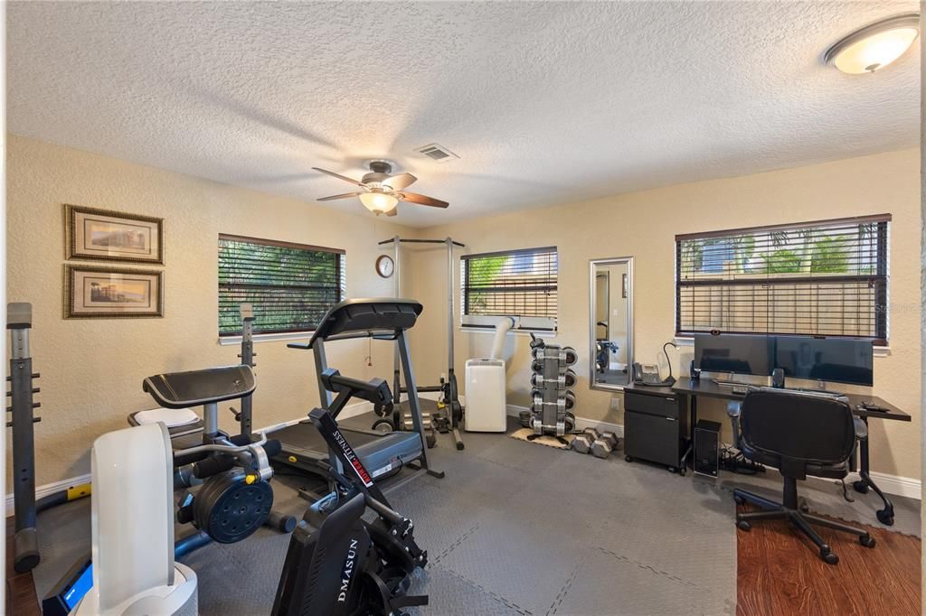 Fitness Equipment, Home Office, Interior, Wood Texture Flooring