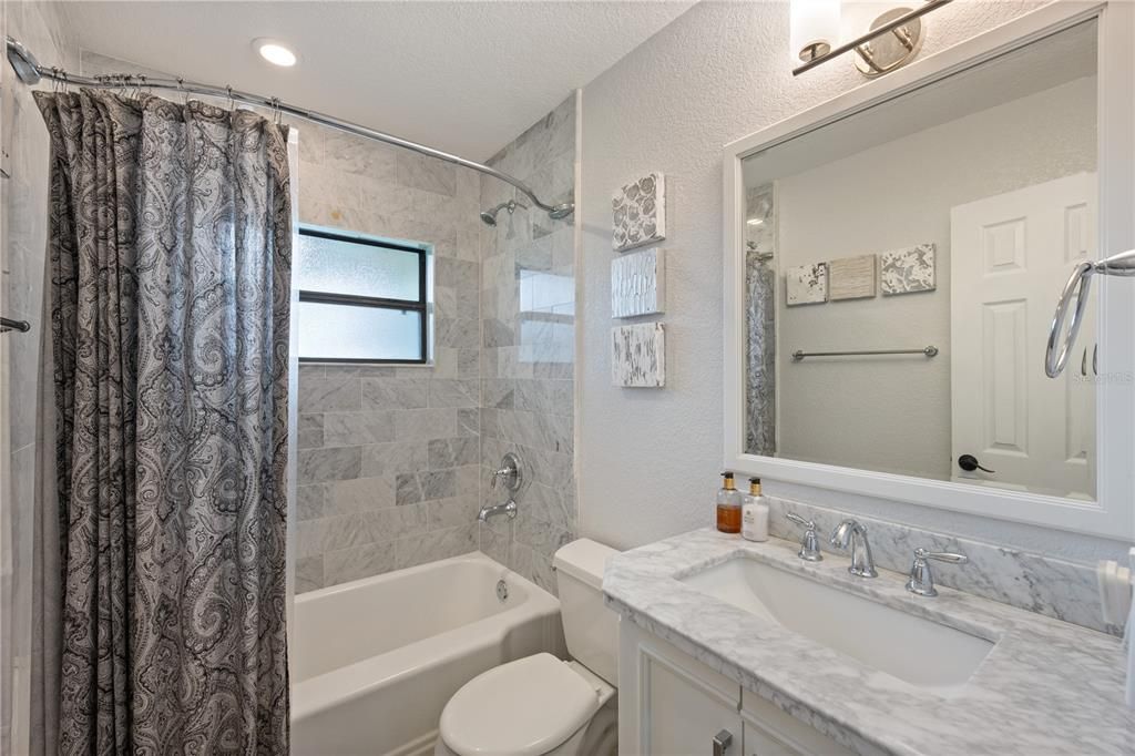 Bathroom, Interior, Marble Walls, Recessed Lighting