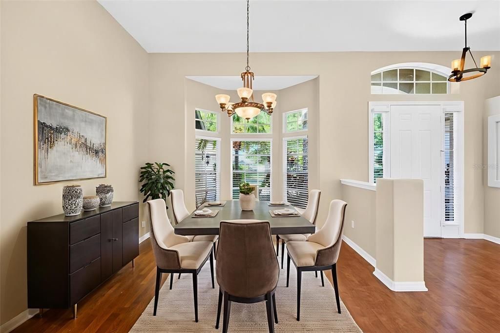 Chandelier, Dining room, Interior, Pendant Lights, Wood Texture Flooring