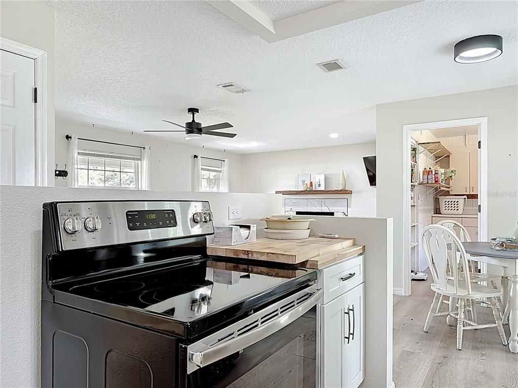 Interior, Kitchen, Recessed Lighting, Wood Texture Flooring