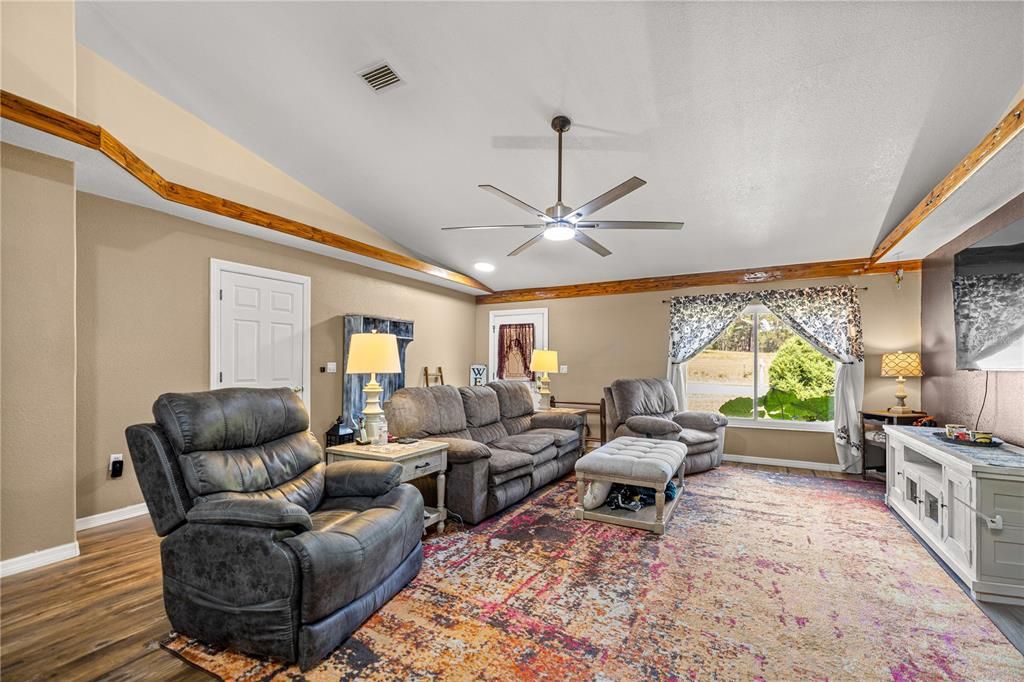 Interior, Living room, Recessed Lighting, Wood Texture Flooring