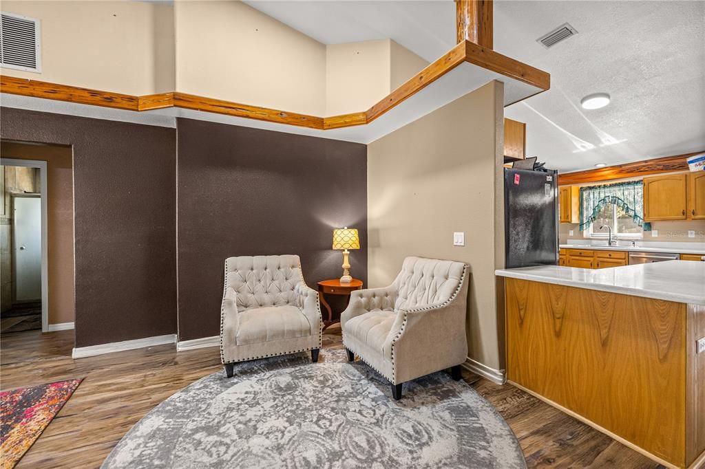 Interior, Kitchen, Recessed Lighting, Wood Texture Flooring